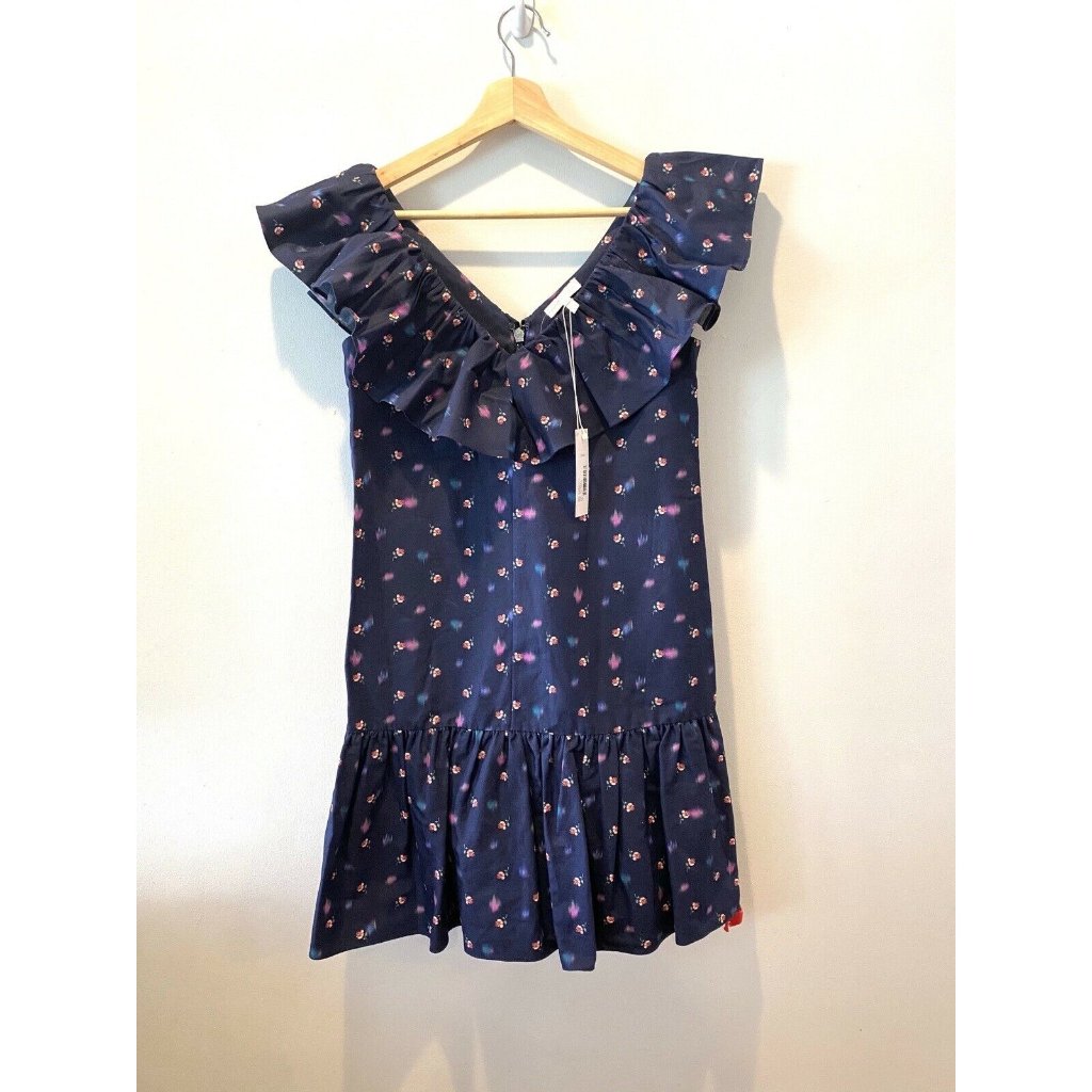 Nwt $425 Rebecca Taylor Farren Ruffle Mini Dress 0 New Floral Vneck